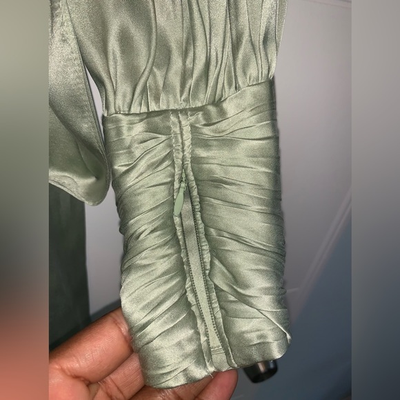 Zimmermann Silk Ruffle Wrap Dress Sage Green Size 1/ US 6 - Picture 10 of 12